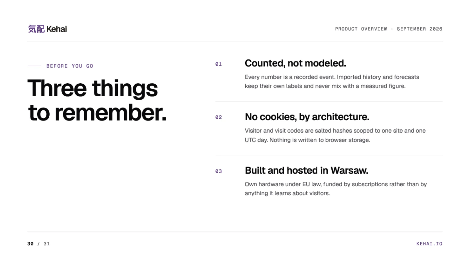 Page 30 of 31: Three things to remember.
